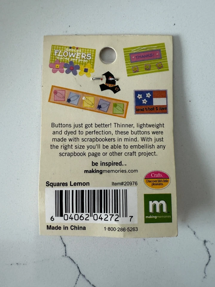 Making Memories 24 Square Lemon Ultra-Thin Buttons 3/8"- 3/4" Scrapbooking - Image 4 of 4
