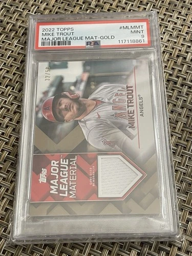 2022 Topps Update Major League Material Gold 32/50 Mike Trout PSA 9 MT