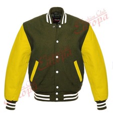 Premium Wool Varsity Jacket with Genuine Leather Sleeves Men’s Baseball Jacket