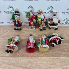 Lot of 8 Vintage Style Christmas Ornaments Santa Snowman Glitter