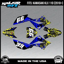 Graphics Kit for Kawasaki KLX110 KLX110R/RL (2010-2024) Revolt Series - Yellow