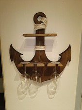 Anker Weinglashalter Regal Holz Wandregal Maritim Handmade Unikat Ostsee Boot 