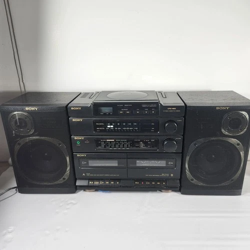 Sony CFD‑460 Boombox CD • Dual Cassette • AM/FM • Graphic EQ  Works Great Vtg