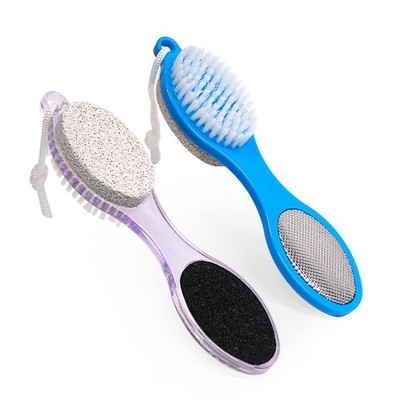 4 in 1 Pedicure Tool Set 2-Pack - Callus Remover with Pumice Stone, Brush, Rasp