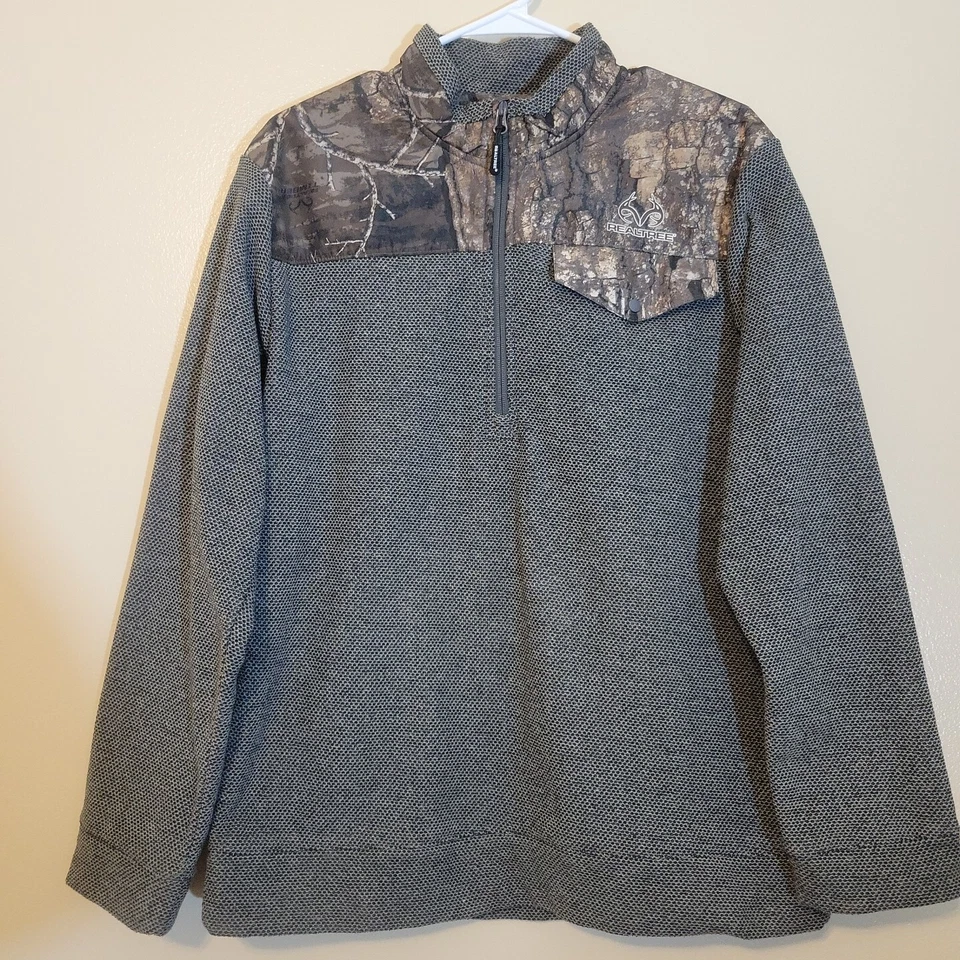 Realtree Fleece Mens Camo Quarter Zip Pullover Hunting Outdoor - Image 2 of 4
