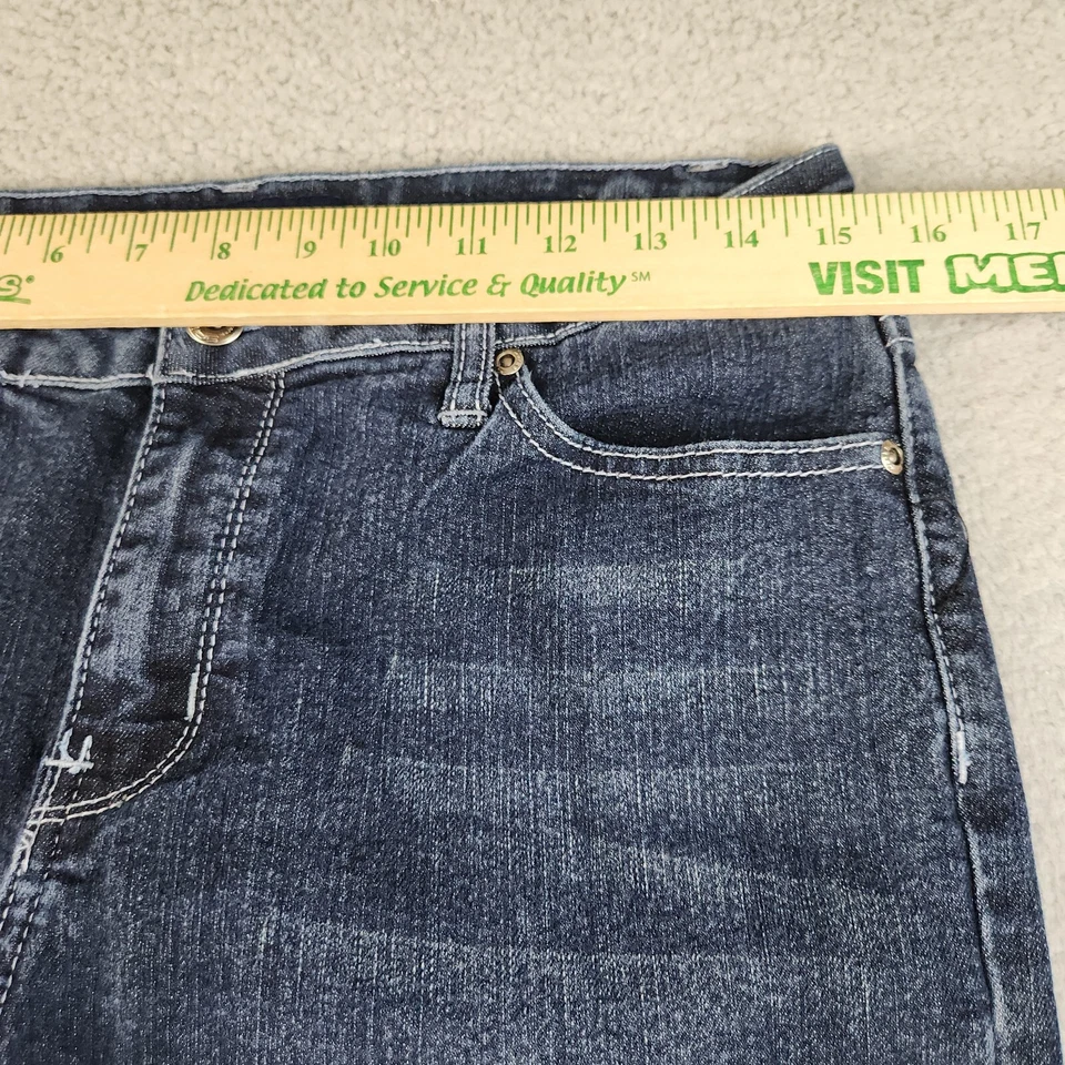 Женские джинсы SaltWorks 12 синие прямые узкие изогнутые со средней посадкой эластичные джинсы - Изображение 3 из 4