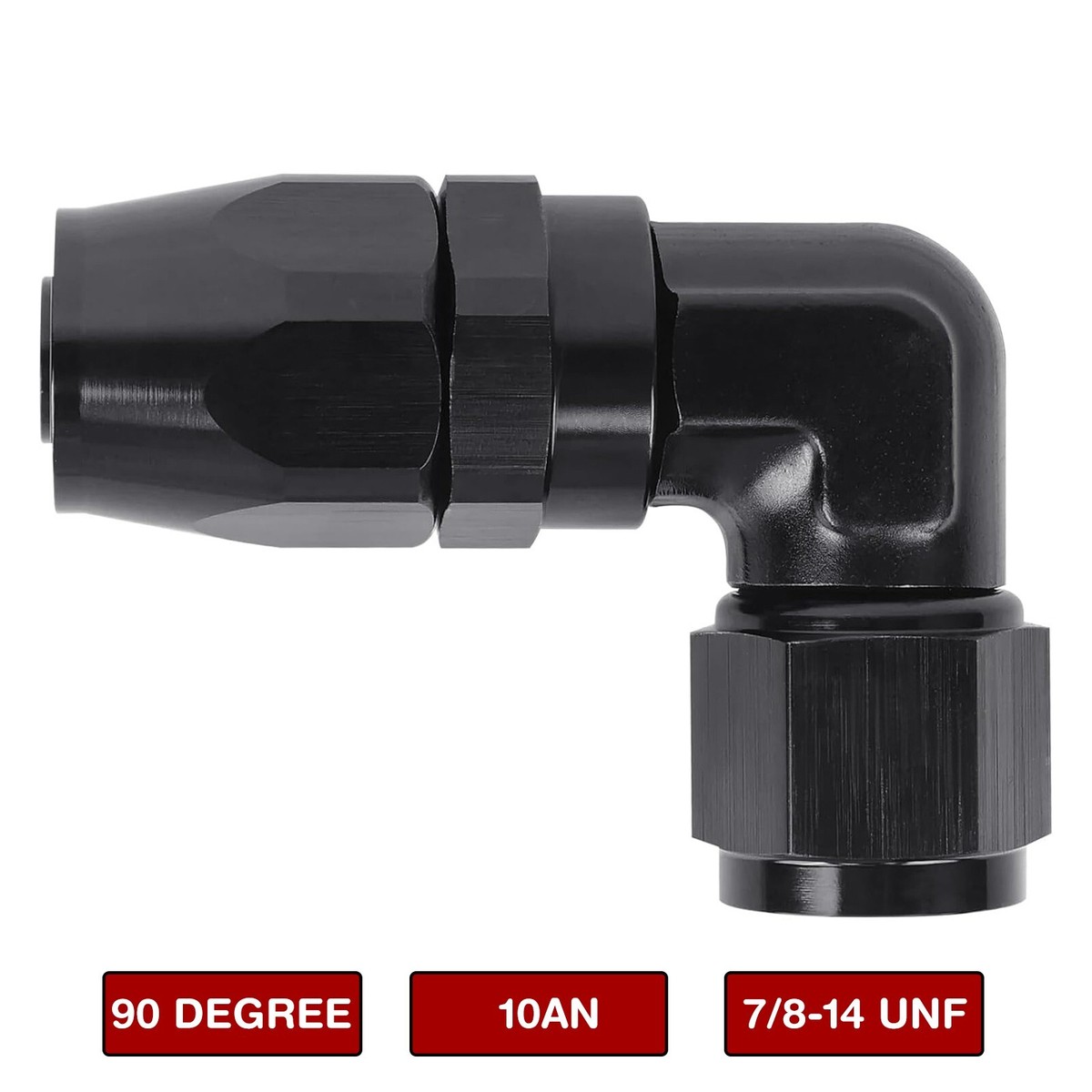 AN-10 90 Degree Swivel Fitting Adapter - Black, For Fuel, Oil & Gas Lines 5 thumbnail image