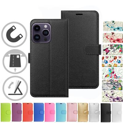 Für Apple iPhone 15 Pro Max Hülle Case Cover Flip Folio Leder Wallet Kartenfach
