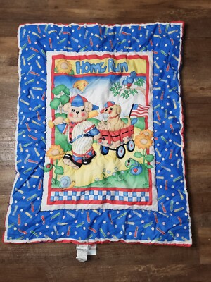 Vintage Little Bedding Red Calliope Baseball Bear Nursery Crib