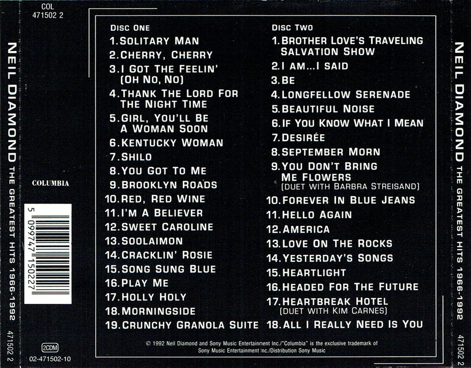 (2CD's) Neil Diamond - The Greatest Hits 1966-1992 - I Am ... I Said, Desiree - Bild 2 von 2