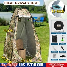 Portable Toilet with Tent Privacy Pop Up Tent with LED Lights Camp Bathroom Kit