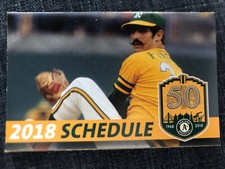 Oakland A's 2018 Pocket Schedule Rollie Fingers Card Athletics Lakeport AM1270