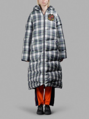 Fenty Puma By Rihanna Down Puffer Reversible Plaid / Blue Full Length Coat S NEW