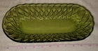 Vintage Avocado Green Depression Indiana Glass Basket Weave Pattern