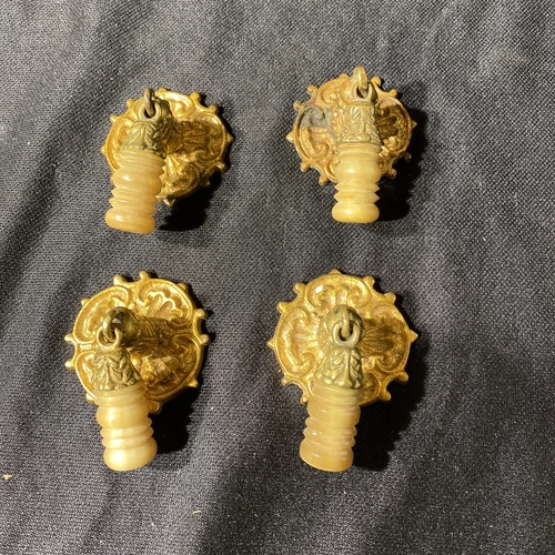 4 Antique Victorian Drawer Tear Drop Pulls Brass Dresser  Bakelite