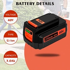 Replacement for Black and Decker 40V Battery LBX2040 LBXR36 LBXR2036 LST540 3.0A