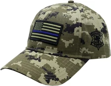 Blue Line Flag Cook County Sheriff Hat Adjustable Digi Green
