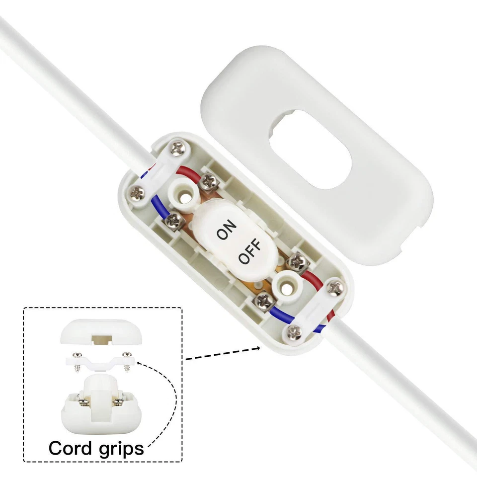 Schnurschalter schwarz weiß 6A 250V Schnurzwischenschalter Lampen-Schalter - Bild 2 von 4