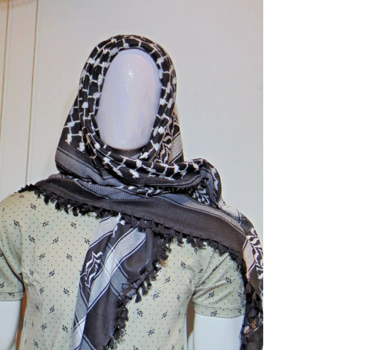Traditional Checkered Head Scarf Black and White Pattern Desert Style Headwrap