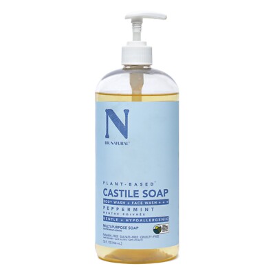 Dr. Natural Castile Liquid Soap - Peppermint - 32 Oz - Sulfate Free - New In Box