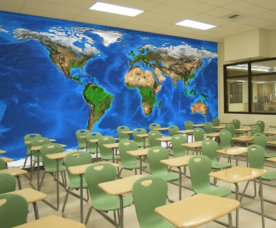 3D Earth Continent 279NAO World Map Wallpaper Mural Removable Self-adhesive Amy