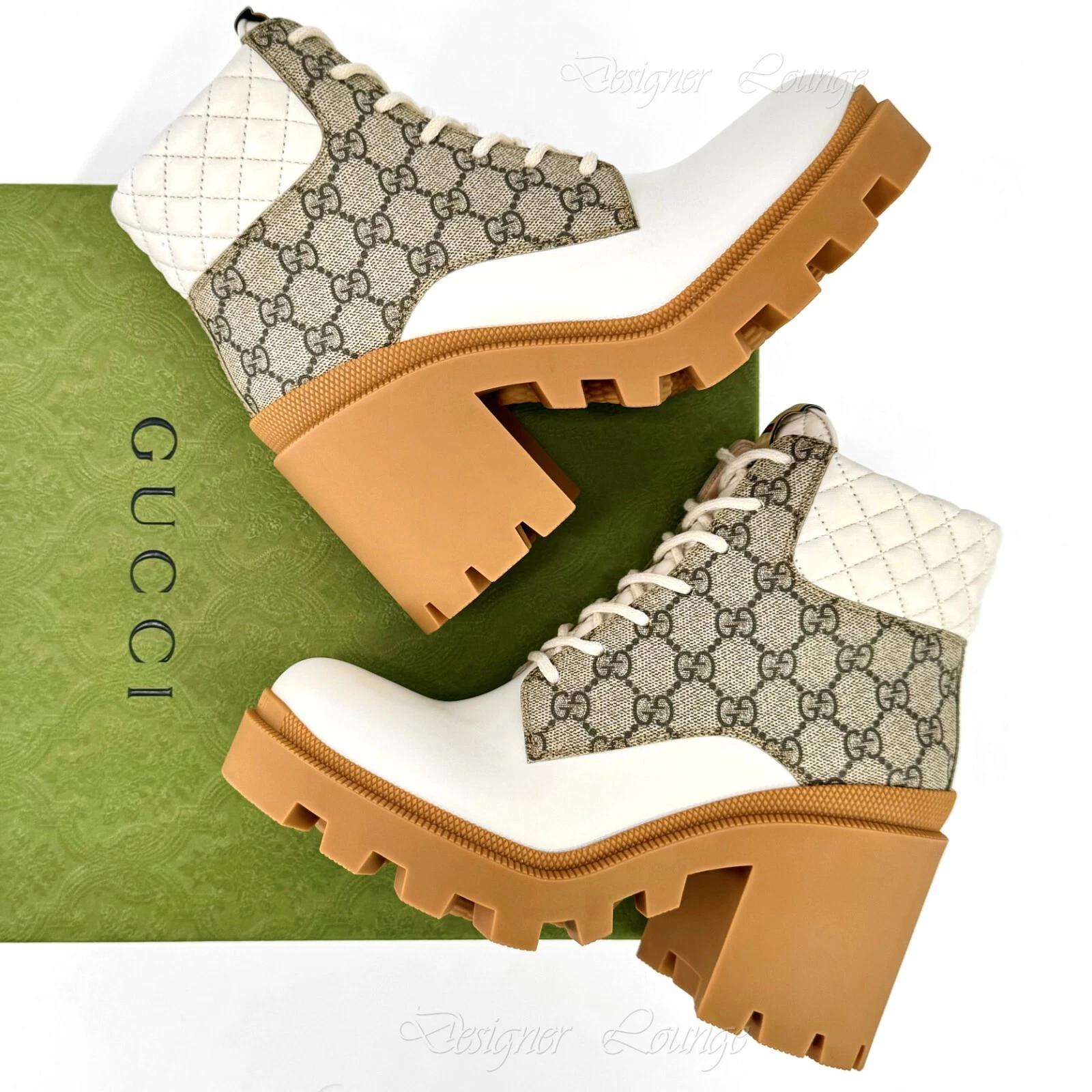Bottines plates formes en toile et cuir GUCCI Apollo GG Supreme EU 41,5/US 11,5 NEUVES