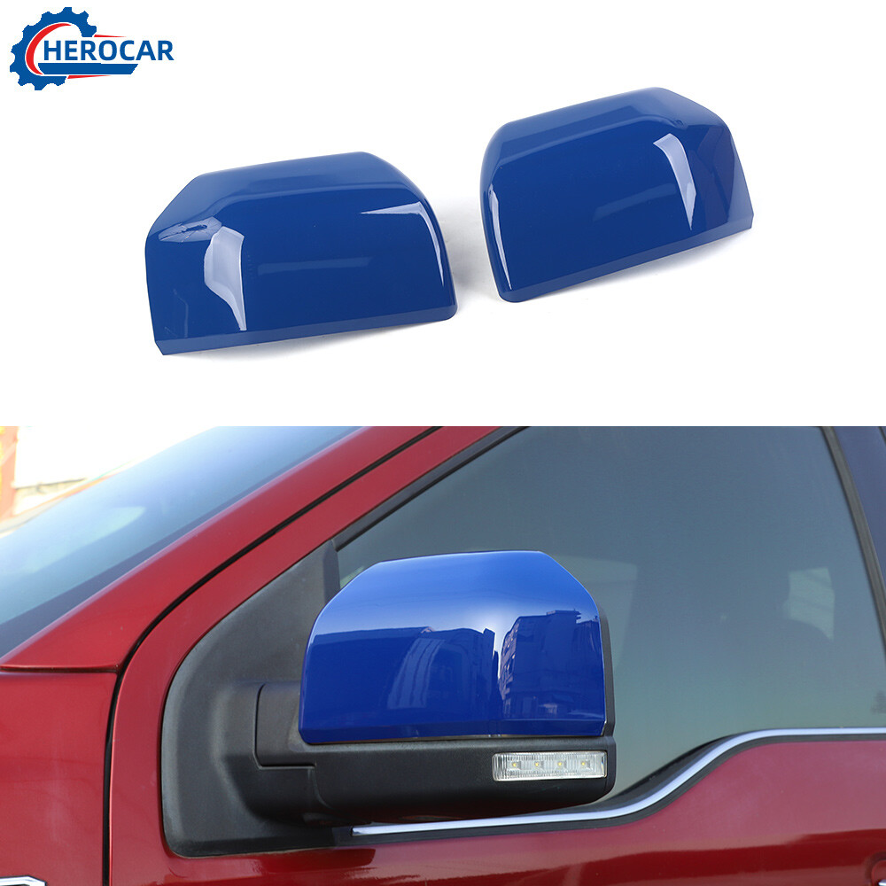 ⭕2*Blue Side Mirror Top Covers Caps Shell Trim For 2015-20 Ford F150 Accessories