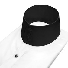Men's Evening White Shirt Black Collar Cuff High Band China Mao Mandarin Collar