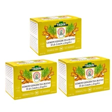 Tadin Lemon Ginger Herbal Tea. Energy & Digestive Aid. 24 tb. 0.84 oz. Pack of 3