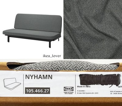 Ikea NYHAMN Cover for sleeper sofa, Skartofta black/light gray 105.466.27