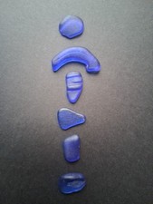Genuine surf tumbled Sea Glass Blue 6-pieces 12 grams
