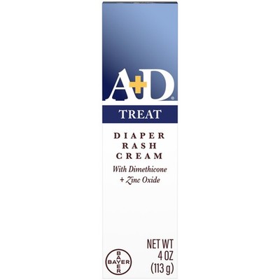 A+D Treat Diaper Rash Cream, Baby Skin Care with Zinc Oxide, Oz