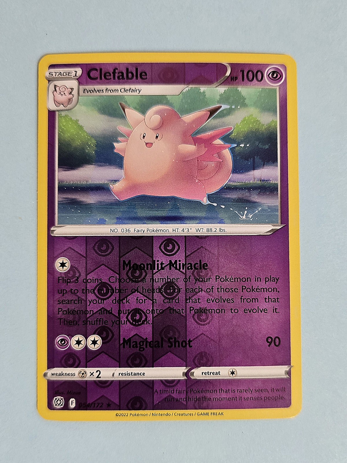 2022 Clefable 54/172 - Reverse Holo Rare - Brilliant Stars - NM/MINT Pokemon TCG