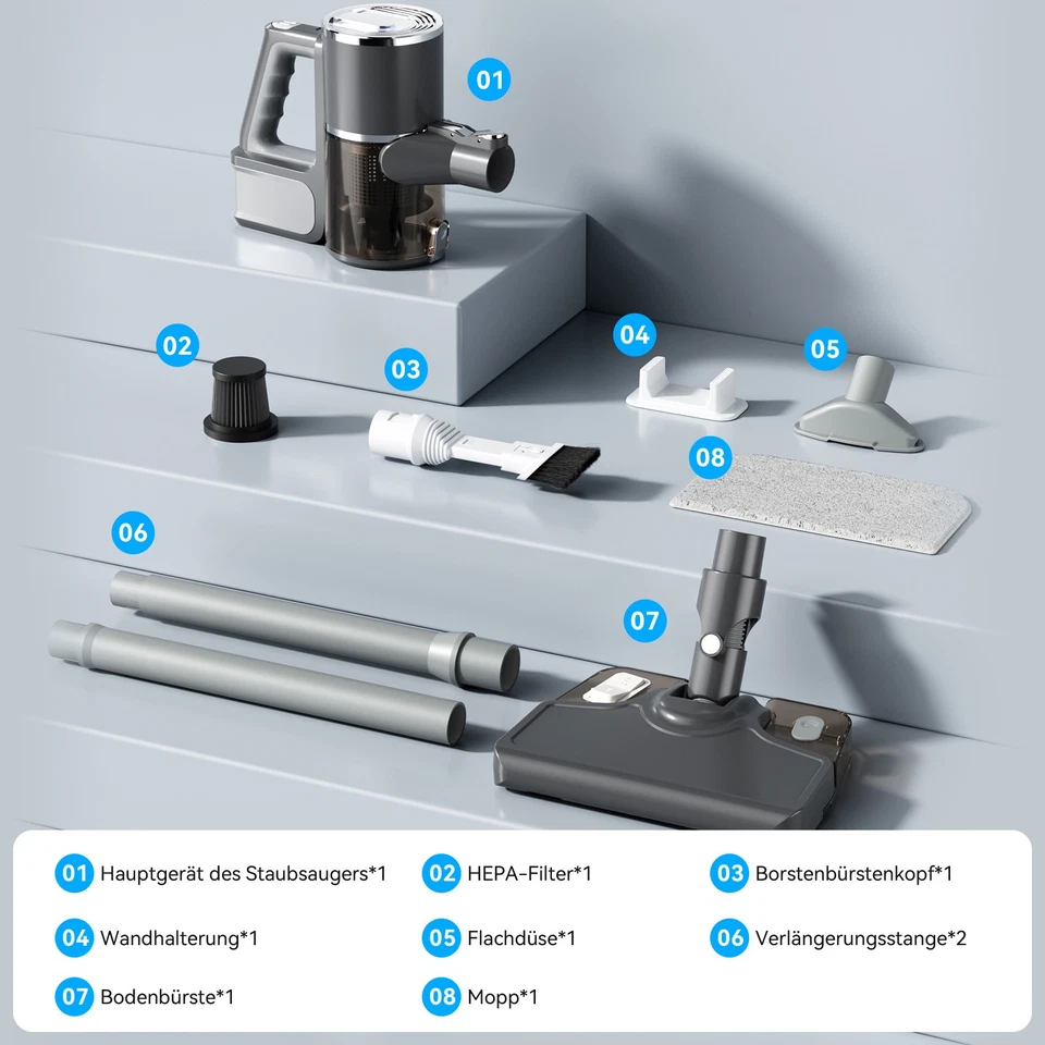 Staubsauger Hoover Akku 6IN1 mit Zubehör funktion Handstaubsauger kabellos HEPA - Bild 3 von 4