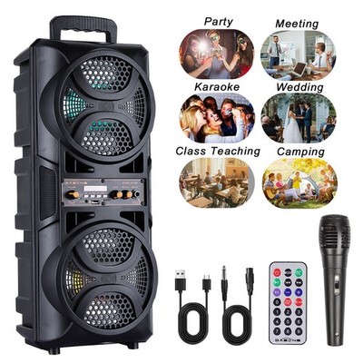Technical Pro Dual 6.5'' 300w Powered Bluetooth Speaker w/USB/LED+Wireless Mic