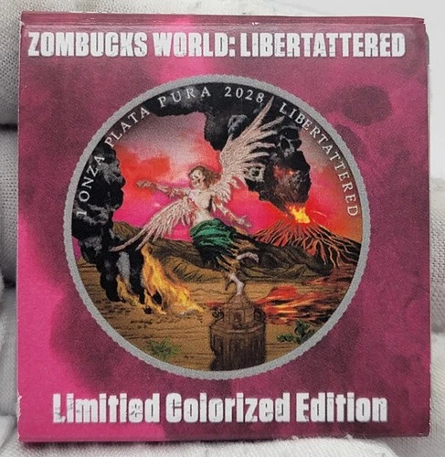 Zombucks World Libertattered Colorized 1 oz .999 Fine Silver Round 1200 Mintage