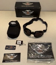 Harley Davidson Foldable Tinted Riding Goggles w/ Belt/Clip Case. Excellent Cond