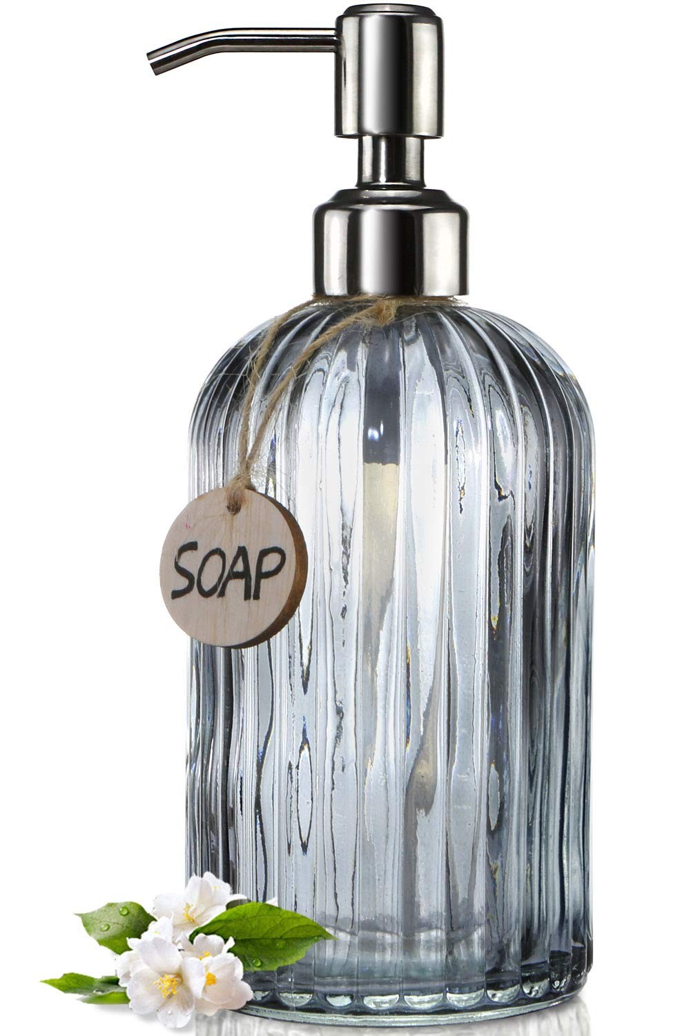 Jasai 18 Oz Vertical Stripes Kitchen Soap Dispenser With 304 Rust Proof Steel