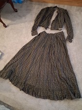 Antique Pioneer Prairie Colonial Day Cotton 2-Piece Edwardian Dress