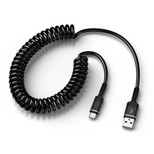USB to USB C Coiled Cable Fast Charging for iPhone 17e/17/Air/17 Pro/17 Pro M...