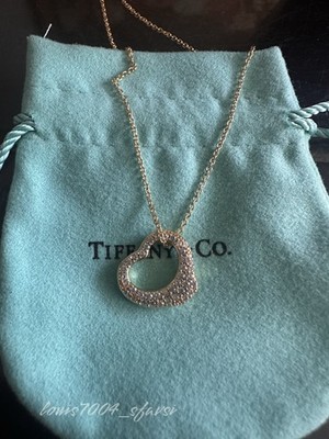 New Elsa Peretti Open Heart PendantTlfanyCoNecklace Yellow gold Diamond