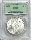 1885 US MORGAN SILVER $1 DOLLAR COIN PCGS MINT STATE 64 OLD GREEN HOLDER