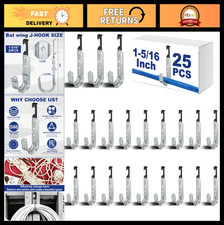 25 Pcs Heavy Duty J Hooks for Hanging - Galvanized Steel Cable Support, 1-5/16