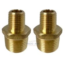 2PC Brass Pipe Reducer Nipple Fitting 1/2" NPT x 1/4" NPT Male Adapter Increaser