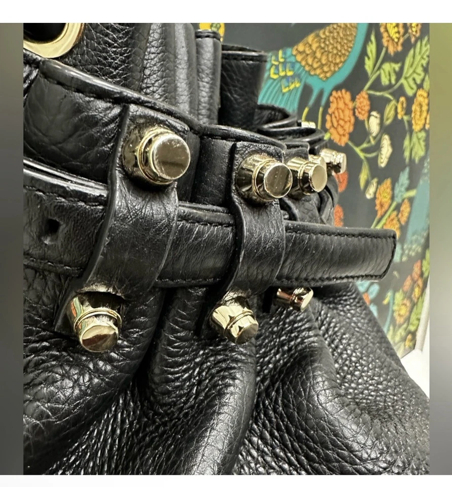 Alexander Wang Diego Studded Bucket Bag Pebbled Leather Black - Image 4 of 4