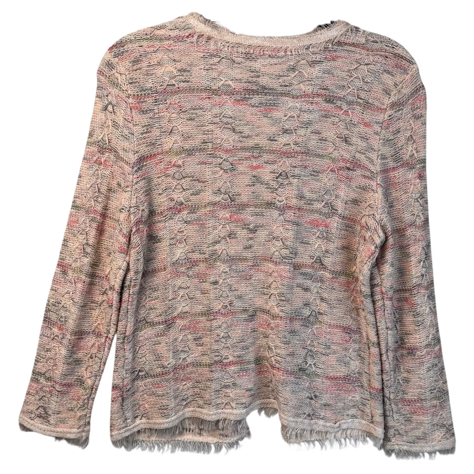 NIC+ZOE Cárdigan Suéter M Mujer Rosa Multi Lana Merino Flecos Borde Frente Abierto Foto 4 de 4