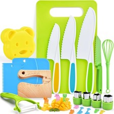 26PCS Kids Knives for Real Cooking, Wooden Kids Kitchen Knife Set Include 4 S...