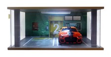 1/18 Scale Model Car Display Case - 1:18 Garage 2 Parking Green, Clear