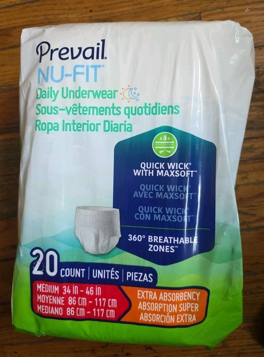 4 packs (20 each) of Prevail NU-FIT Daily Underwear Diapers Medium NUU-512