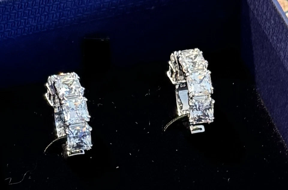 Swarovski Ohrclips Matrix Silber Kristall Rodiniert Neu OVP Np 149€ Schmuck Top - Bild 2 von 4